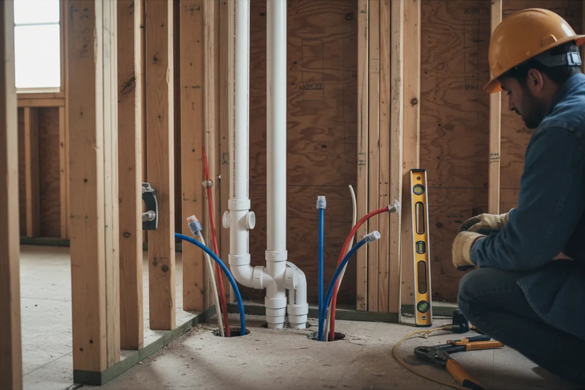 Drain and supply rough-in during Leak Detection in Mantua