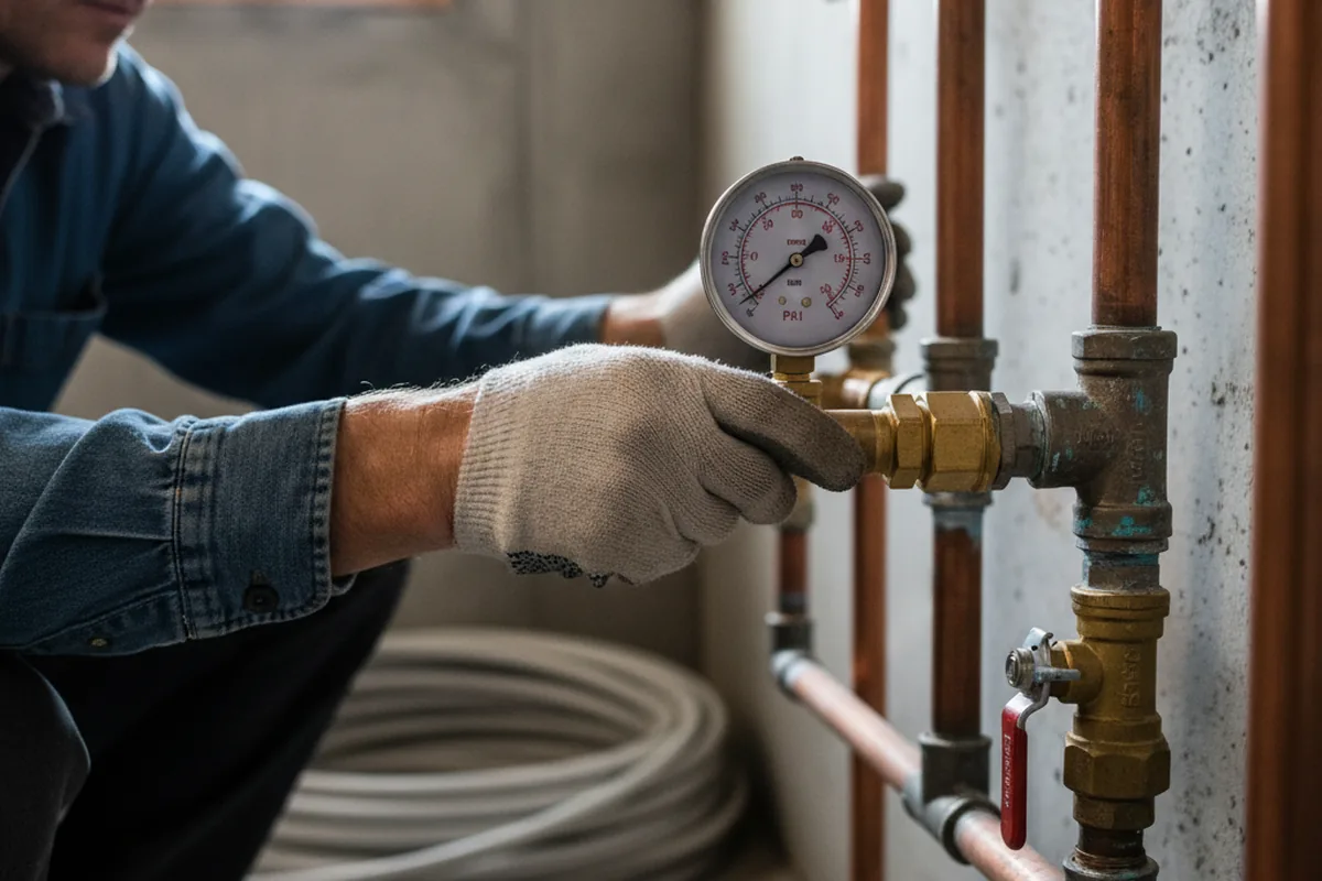 Pressure testing a repaired line during Water Line Repair in Mantua